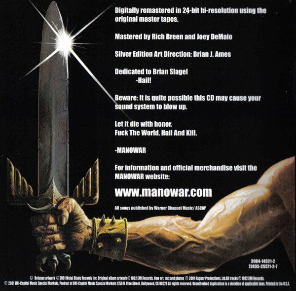 Manowar : Battle Hymns (CD, Album, RE, RM, Sil)