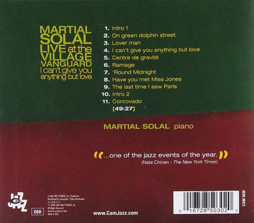 Martial Solal : Live At The Village Vanguard (CD, Album)