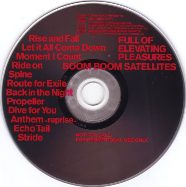 Boom Boom Satellites : Full Of Elevating Pleasures (CD, Album, Promo)