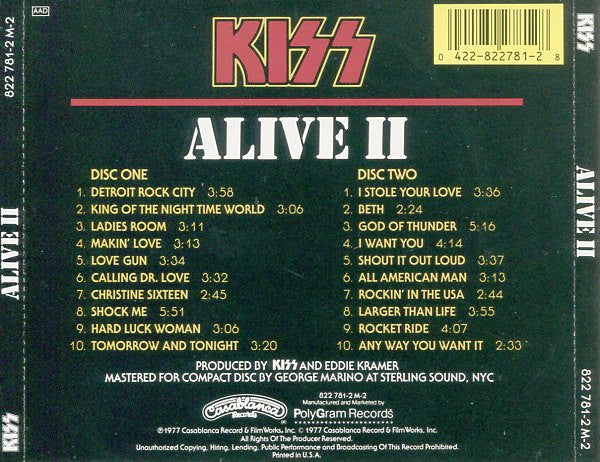 Kiss : Alive II (2xCD, Album, RE)