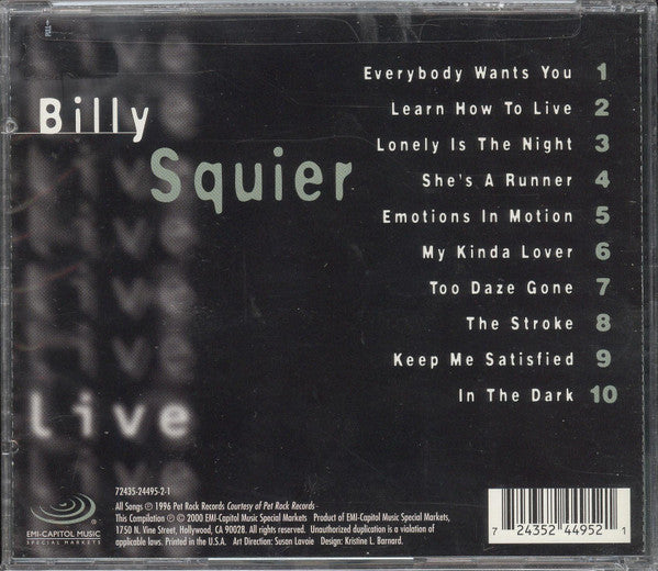 Billy Squier : Live (CD, Album)