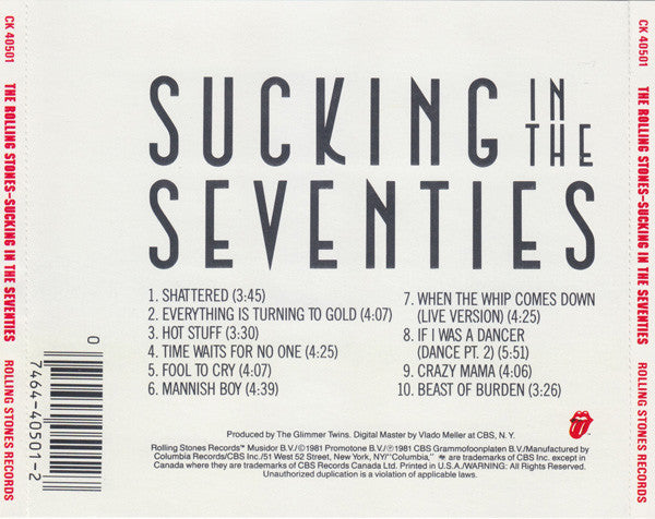 The Rolling Stones : Sucking In The Seventies (CD, Comp, RE, RP)