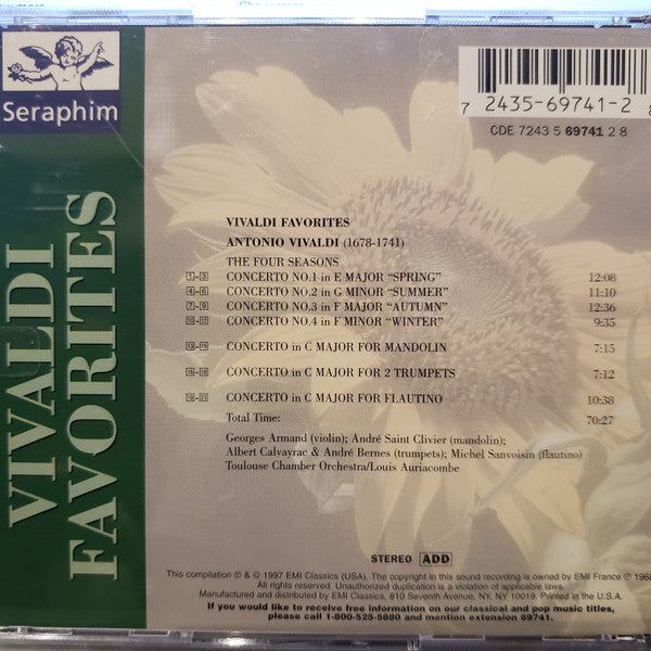 Georges Armand, André Saint-Clivier, Albert Calvayrac, André Bernes, Michel Sanvoisin, Orchestre De Chambre De Toulouse, Louis Auriacombe : Vivaldi Favorites (CD, Comp)