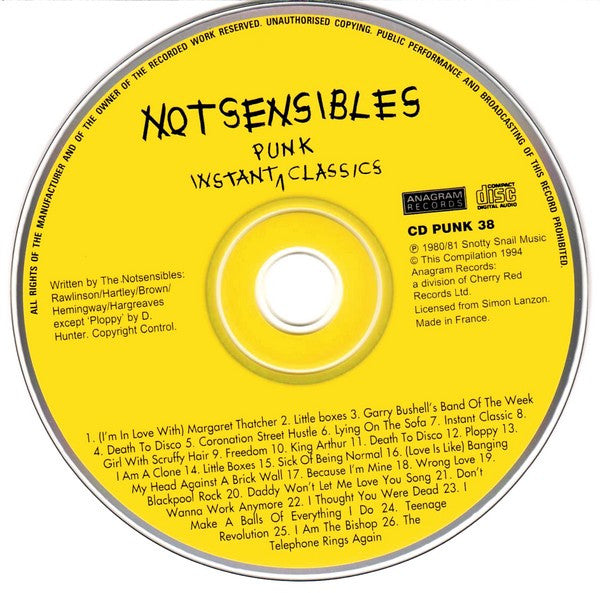 Notsensibles : Instant Punk Classics (CD, Comp)