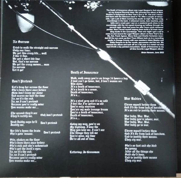Legal Weapon : Death Of Innocence (LP, Album, Ltd, RE, RM, Tra)