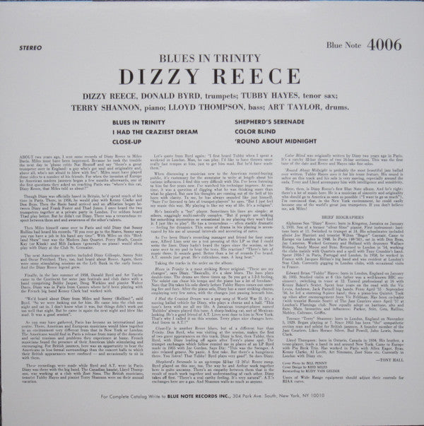 Dizzy Reece : Blues In Trinity (LP, RE, Sco)