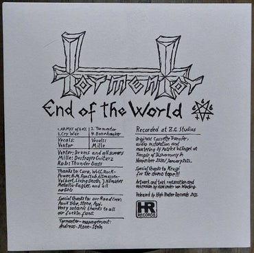 Tormentor (8) : End Of The World (12", MiniAlbum, Ltd, RE, RP, Cle)