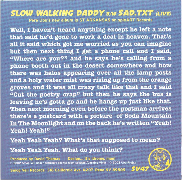 Pere Ubu : Slow Walking Daddy (7", Single)