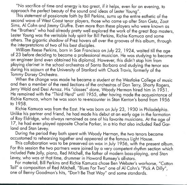Bill Perkins & Richie Kamuca : Tenors Head-On (CD, Album, Mono, Ltd, RE, RP)