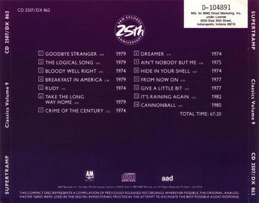 Supertramp : Classics Volume 9 (CD, Comp, Club, RE, BMG)