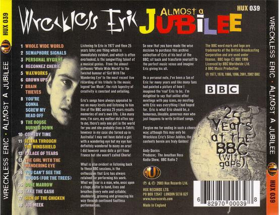 Wreckless Eric : Almost A Jubilee: 25 Years At The BBC (With Gaps) (CD, Album)