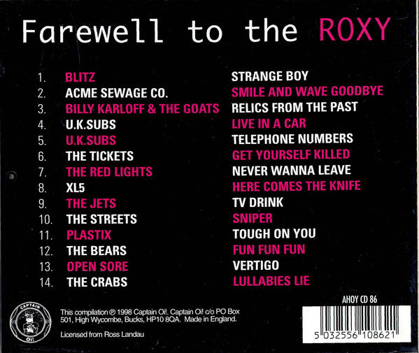 Various : Farewell To The Roxy (CD, Comp, RE)