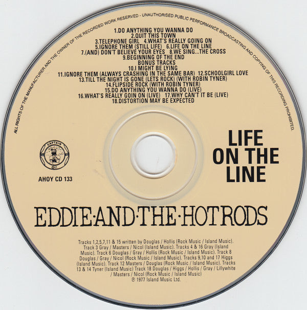 Eddie And The Hot Rods : Life On The Line (CD, Album, M/Print, RE)