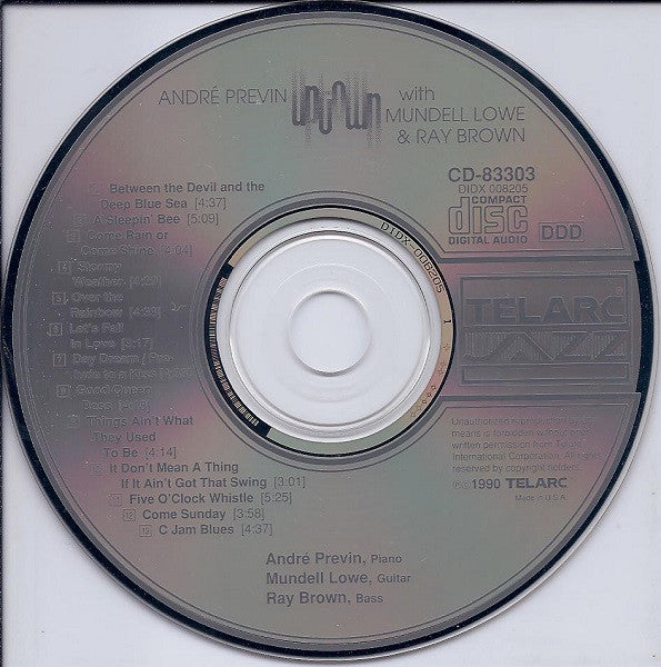 André Previn With Mundell Lowe & Ray Brown : Uptown (CD, Album)