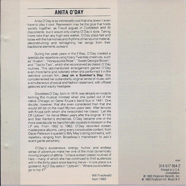 Anita O'Day : Anita O'Day (CD, Comp)