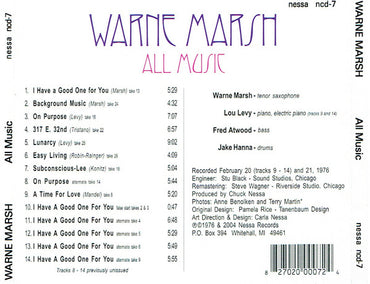 Warne Marsh : All Music (CD, Album, RE, RM)