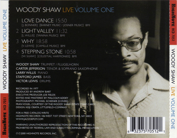 Woody Shaw : Live Volume One (CD, Album)