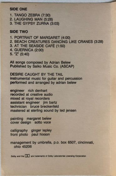 Adrian Belew : Desire Caught By The Tail (Cass, Album)