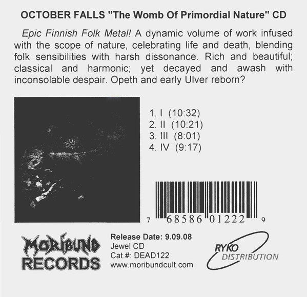 October Falls : The Womb Of Primordial Nature (CD, Album, Promo)