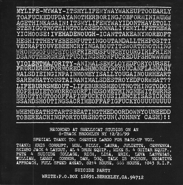 Suicide Party : Suicide Party (7")