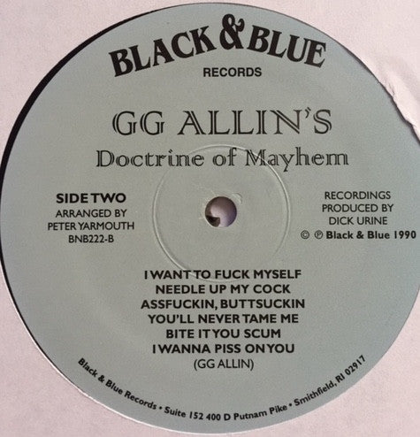 GG Allin : Doctrine Of Mayhem (LP, Comp, Mono, RE, S/Edition)