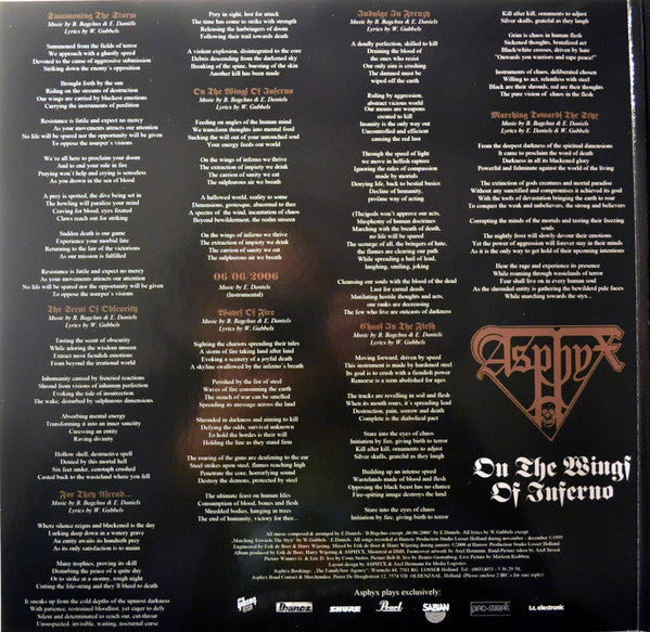 Asphyx (2) : On The Wings Of Inferno (LP, Album, Ltd, RE, Gat)
