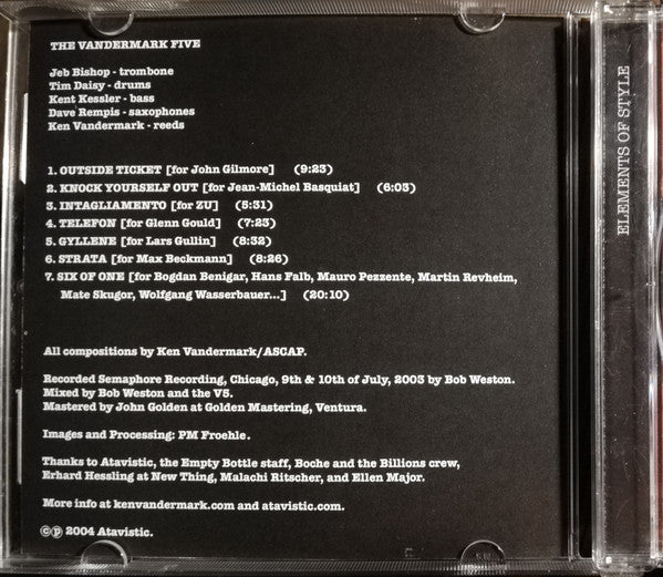 The Vandermark Five* : Elements Of Style, Exercises In Surprise (CD, Album)