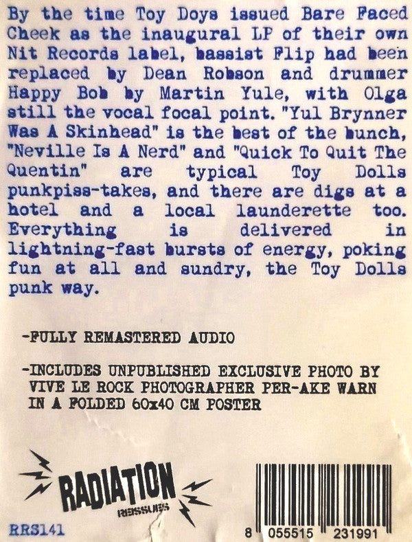 Toy Dolls : Bare Faced Cheek (LP, Album, RE)