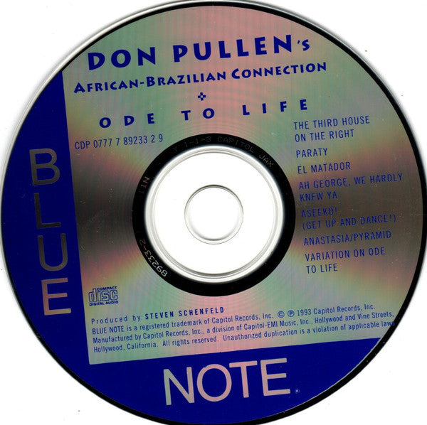 Don Pullen & The African-Brazilian Connection : Ode To Life (A Tribute To George Adams) (CD, Album)