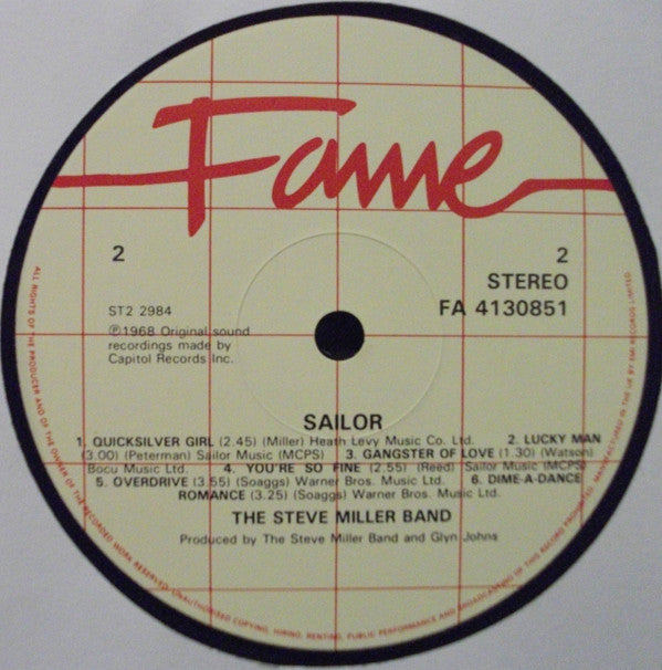 Steve Miller Band : Sailor (LP, Album, RE)