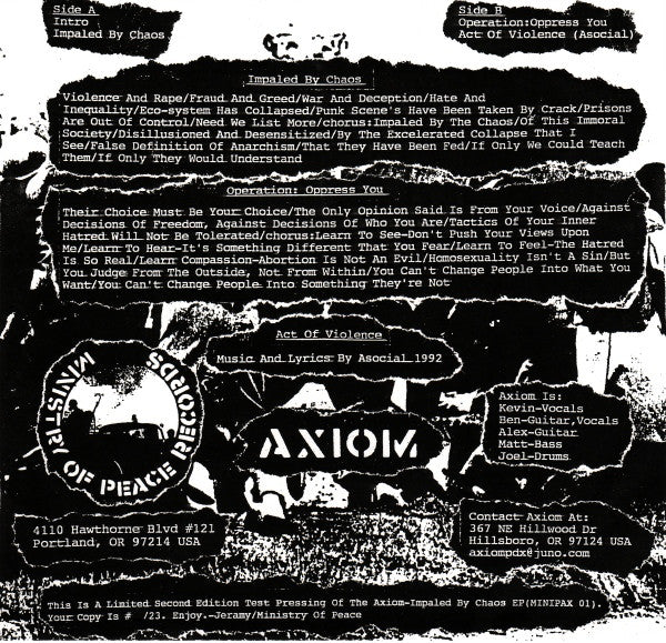 Axiom (13) : Impaled By Chaos (7", TP)