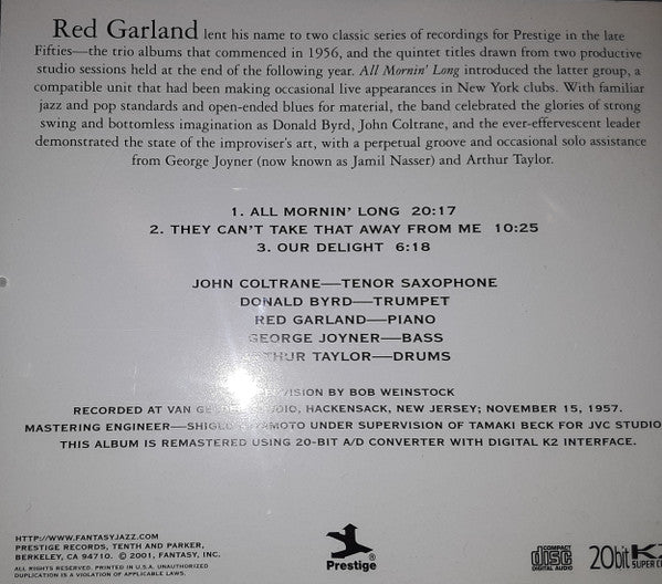 The Red Garland Quintet : All Mornin' Long (CD, Album, Ltd, RE, RM)