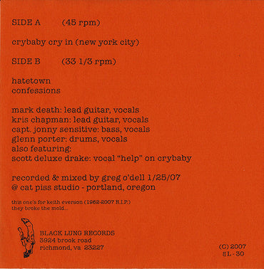 The Moneychangers : Crybaby Cry In (New York City) (7")