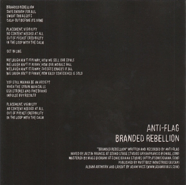 Anti-Flag + Hostage Calm : Anti-Flag + Hostage Calm (7", S/Sided, Etch, Red)