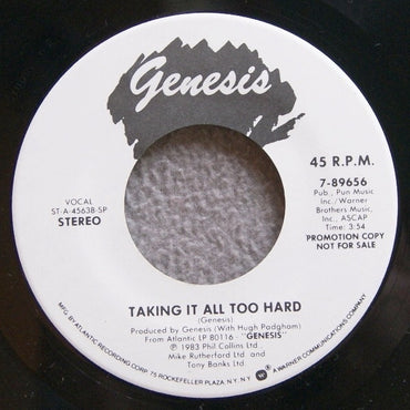 Genesis : Taking It All Too Hard (7", Promo, SP )