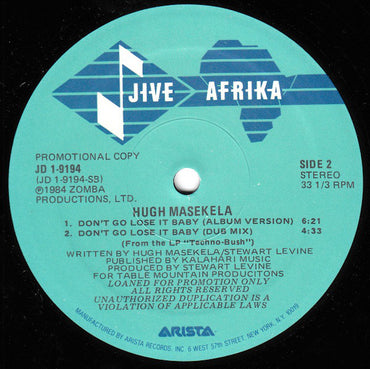 Hugh Masekela : Don't Go Lose It Baby (12", Promo)