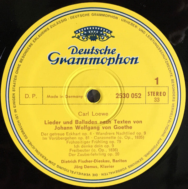 Loewe* - Dietrich Fischer-Dieskau • Jörg Demus : Lieder Und Balladen, Vol. II (LP)