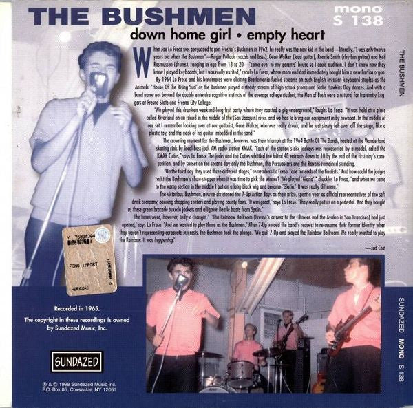 The Bushmen (7) : Down Home Girl / Empty Heart (7", Single, Mono)