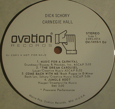 Dick Schory With Gary Burton & Paul Horn & Joe Morello : Carnegie Hall (2xLP, Promo)