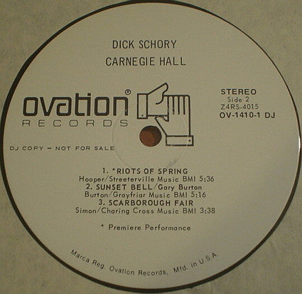Dick Schory With Gary Burton & Paul Horn & Joe Morello : Carnegie Hall (2xLP, Promo)