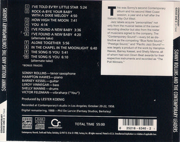 Sonny Rollins : Sonny Rollins And The Contemporary Leaders (CD, Album, RE, RP)