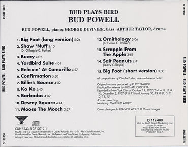 Bud Powell : Bud Plays Bird (CD, Album, Club)