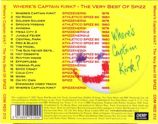 Spizz : Where's Captain Kirk? - The Very Best Of Spizz (CD, Comp, Enh)