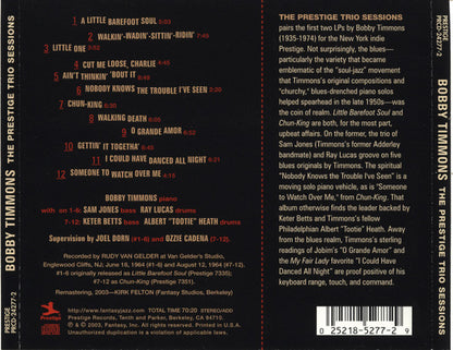 Bobby Timmons : The Prestige Trio Sessions (CD, Comp, RM)