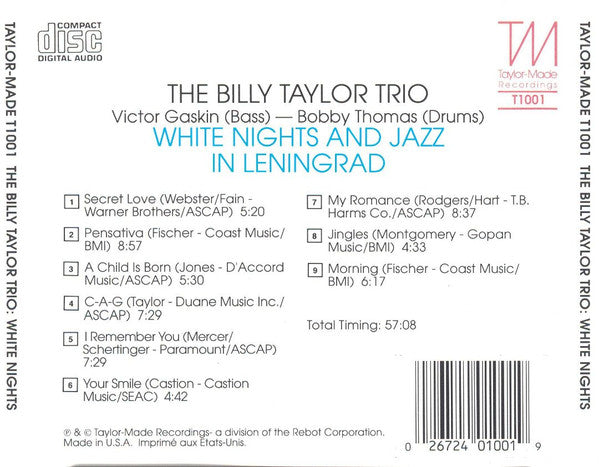 Billy Taylor Trio : White Nights & Jazz In Leningrad (CD, Album)