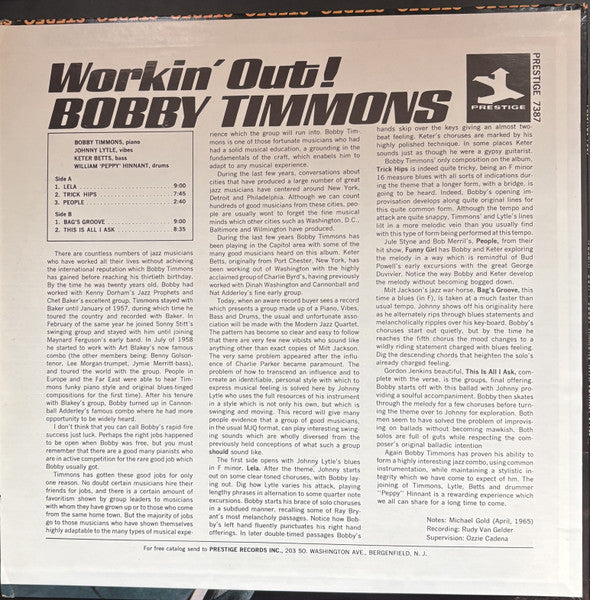 Bobby Timmons With Johnny Lytle : Workin´ Out! (LP, Album)