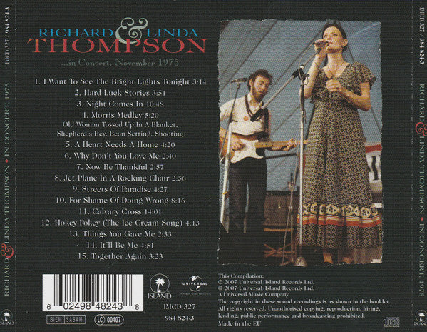 Richard & Linda Thompson : …In Concert, November 1975 (CD, Album)