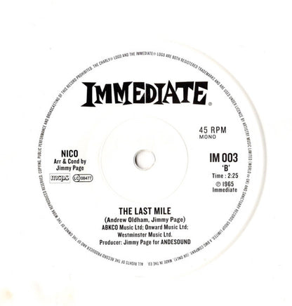 Nico (3) : I'm Not Sayin / The Last Mile (7", RSD, Single, Mono, Ltd, Whi)
