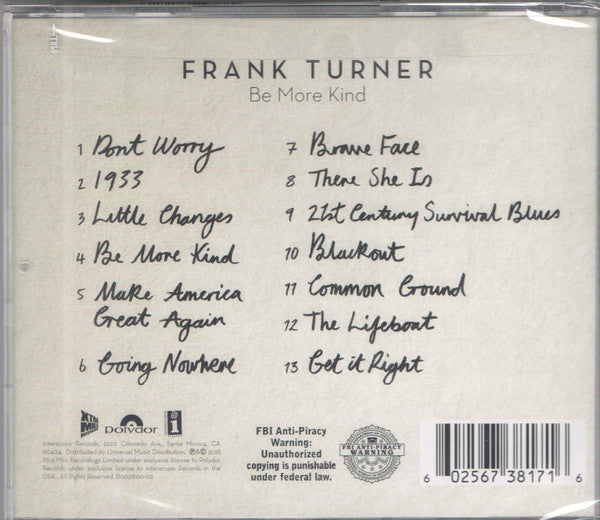 Frank Turner : Be More Kind (CD, Album)