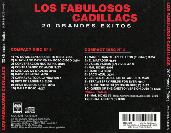 Los Fabulosos Cadillacs : 20 Grandes Exitos (2xCD, Comp, Club)